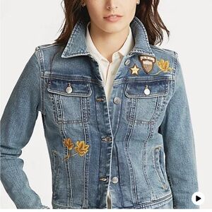 Ralph Lauren Blue Denim Jacket with Gold Embroidery